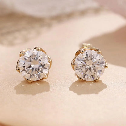 2.00 TCW Round Cut Lab Grown Stud Earring With Tulip Set