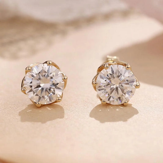 2.00 TCW Round Cut Lab Grown Stud Earring With Tulip Set