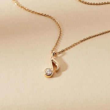 0.30 CT Musical Note Pendant Necklace with Round Diamond by Claire Diamonds