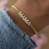 2.10 TCW Lab Grown Diamond Name Bracelet, Gold Plated Cuban Chain Personalized Jewelry Gift