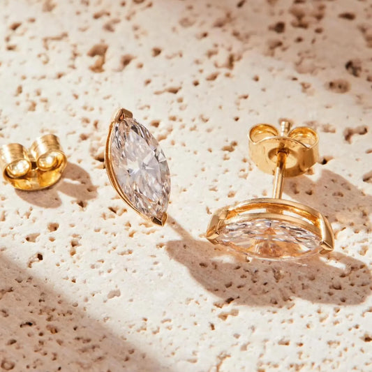 1.50 TCW Marquise Lab-Grown Diamond Stud Earrings Gold Unique Statement Jewelry