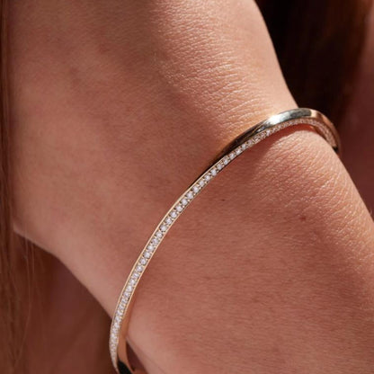 1.00 TCW Round Gold Twisted Bangle Bracelet Lab-Grown Diamond Statement Jewelry