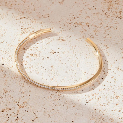 1.00 TCW Round Gold Twisted Bangle Bracelet Lab-Grown Diamond Statement Jewelry