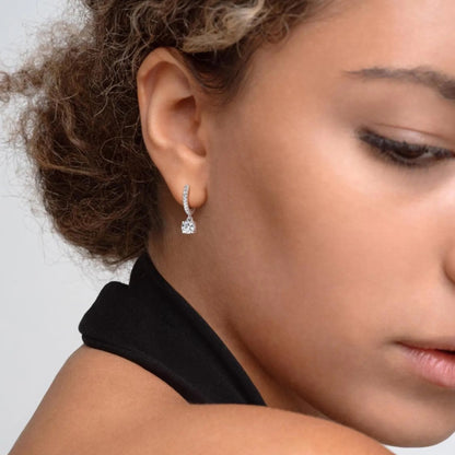 1.20 TCW Round Cut Lab-Grown Diamond Huggie Drop Earring