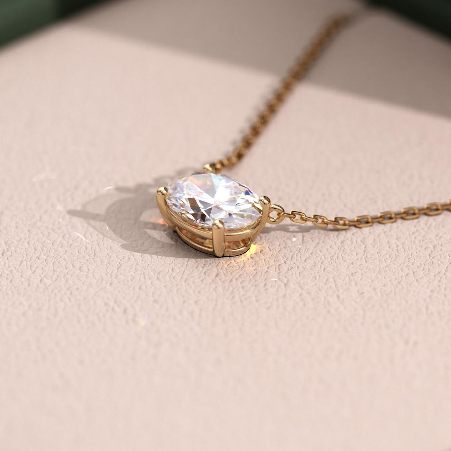 1.00 ct oval lab grown diamond gold necklace, solitaire pendant dainty gift for her