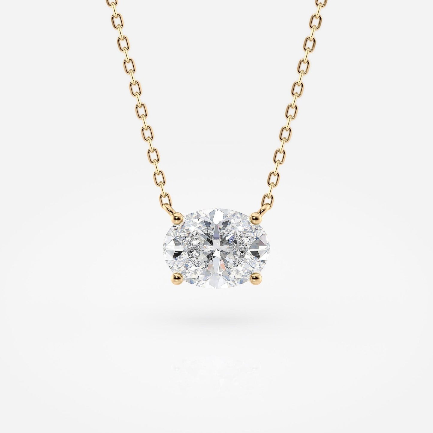 1.00 ct oval lab grown diamond gold necklace, solitaire pendant dainty gift for her