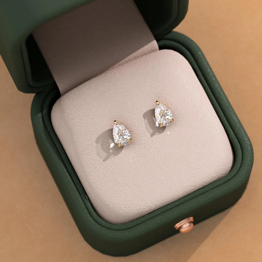 Dainty 2.00 TCW Pear Lab Diamond Stud Earrings Elegant Teardrop Design