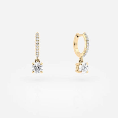 1.20 TCW Round Cut Lab-Grown Diamond Huggie Drop Earring