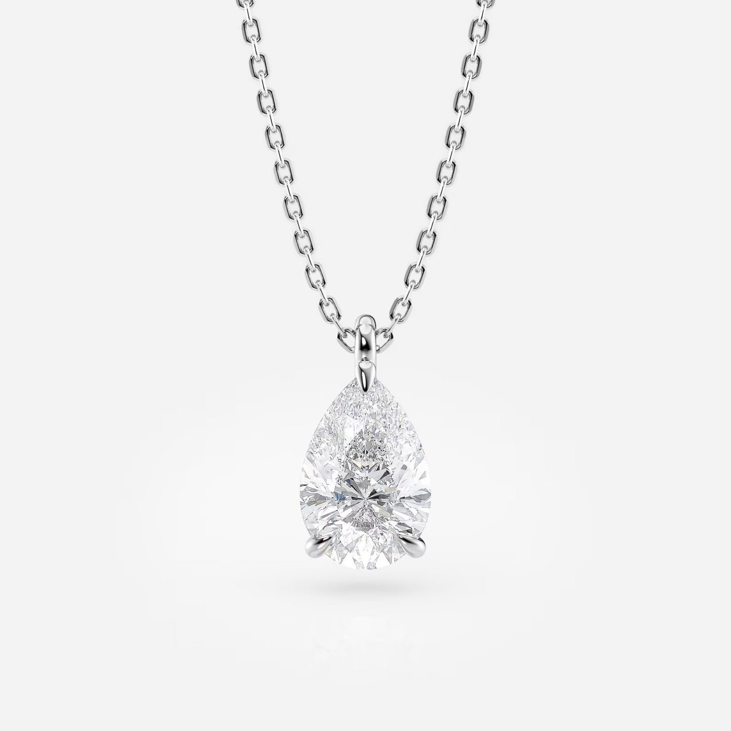 1.00 ct pear cut lab-grown diamond pendant necklace gold solitaire drop, igi certified