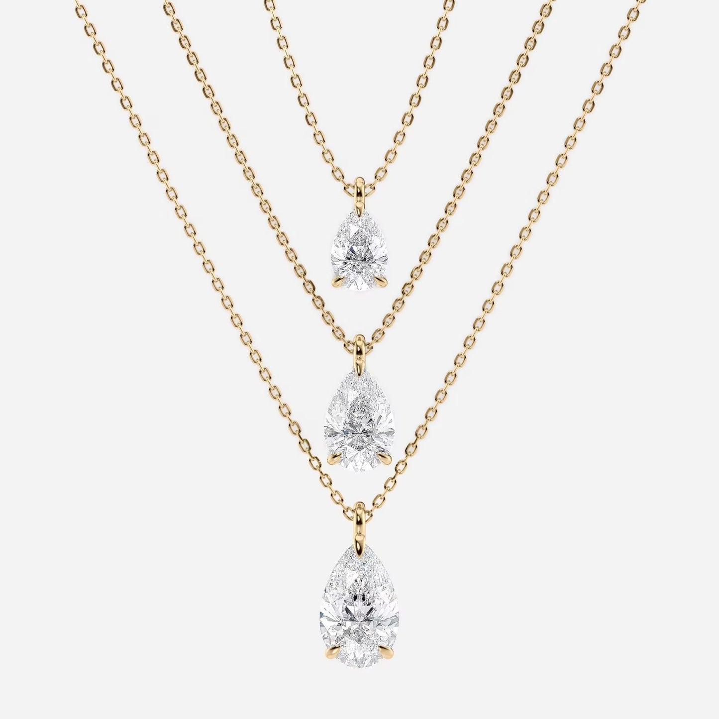 1.00 ct pear cut lab-grown diamond pendant necklace gold solitaire drop, igi certified