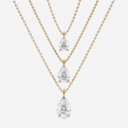 1.00 CT Pear Cut Lab-Grown Diamond Pendant Necklace Gold Solitaire Drop, IGI Certified