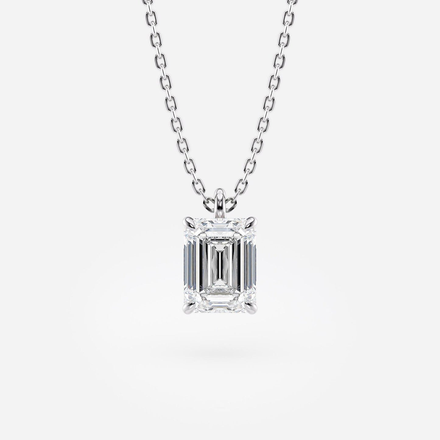 1.00 ct emerald cut moissanite diamond pendant necklace gold solitaire drop, igi certified