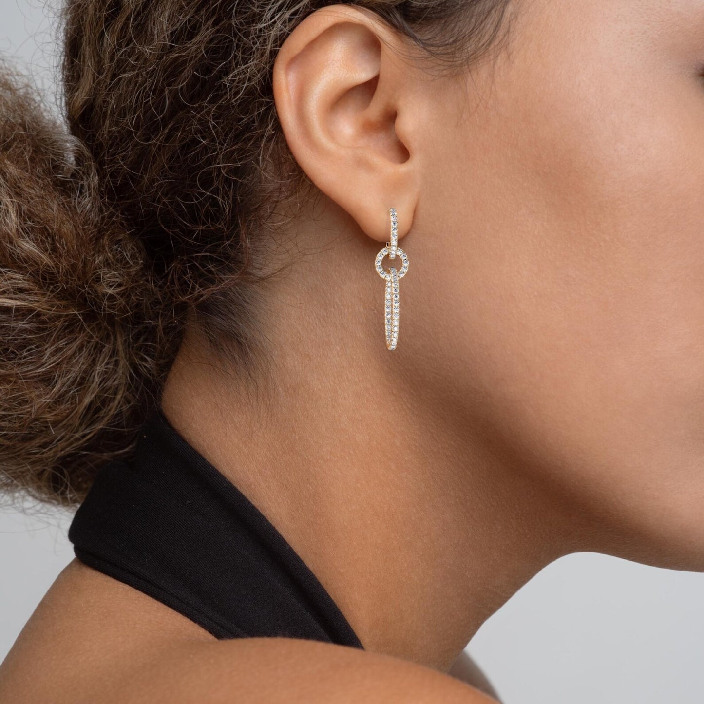 1.10 tcw round cut lab grown diamond drop earrings modern link dangles