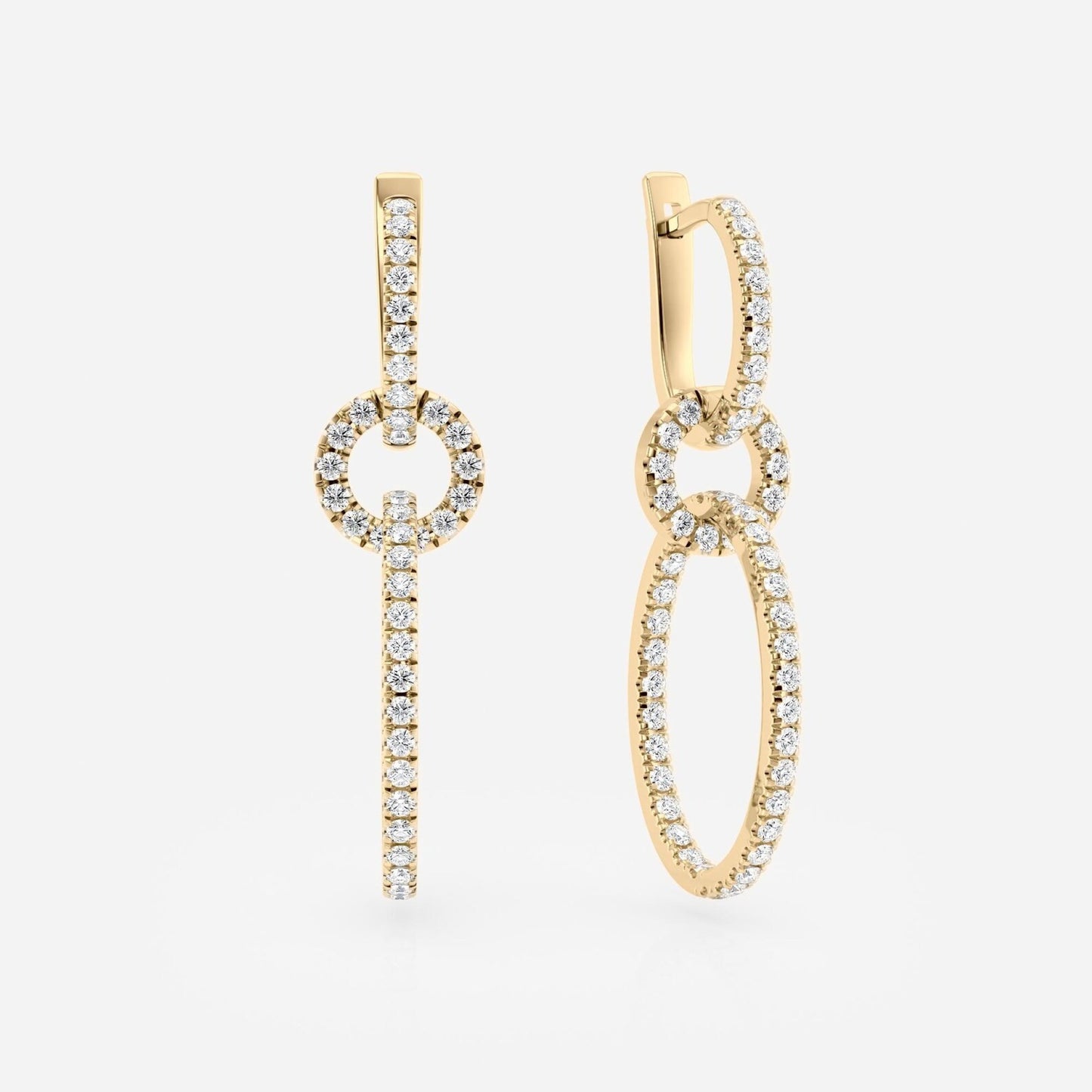 1.10 tcw round cut lab grown diamond drop earrings modern link dangles