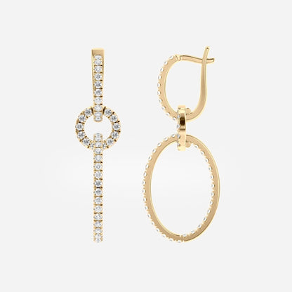 1.10 TCW Round Cut Lab Grown Diamond Drop Earrings Modern Link Dangles