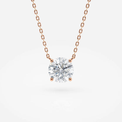 1.00 CT Round Moissanite Diamond Solitaire Necklace Gold Minimalist Pendant