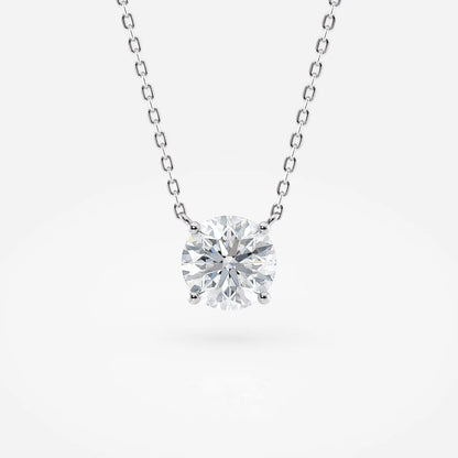 1.00 CT Round Moissanite Diamond Solitaire Necklace Gold Minimalist Pendant