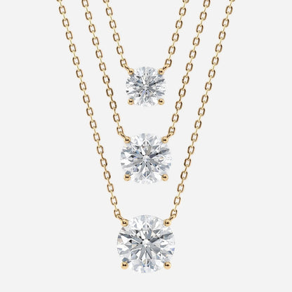 1.00 CT Round Moissanite Diamond Solitaire Necklace Gold Minimalist Pendant