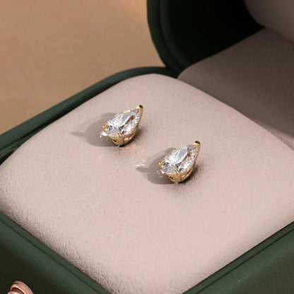 Dainty 2.00 TCW Pear Moissanite Stud Earrings Elegant Teardrop Design