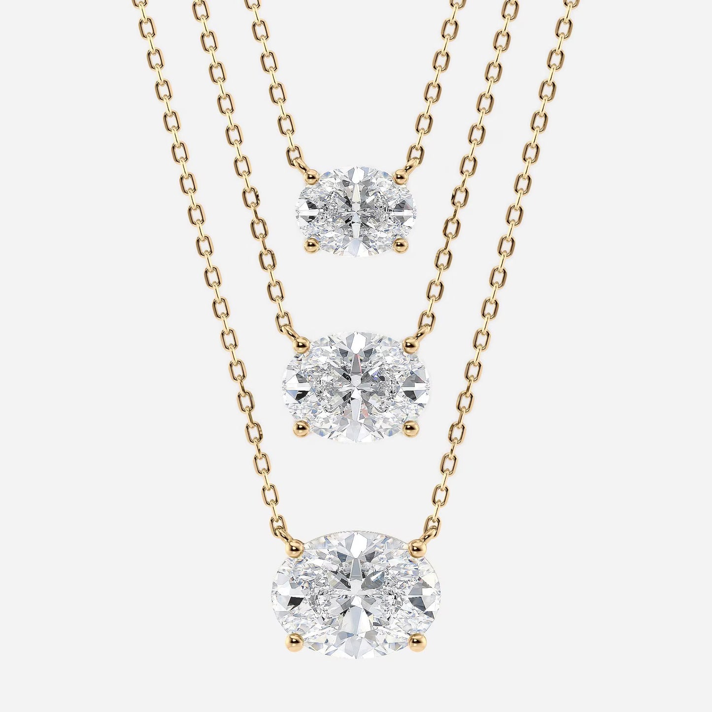 1.00 ct oval lab grown diamond gold necklace, solitaire pendant dainty gift for her