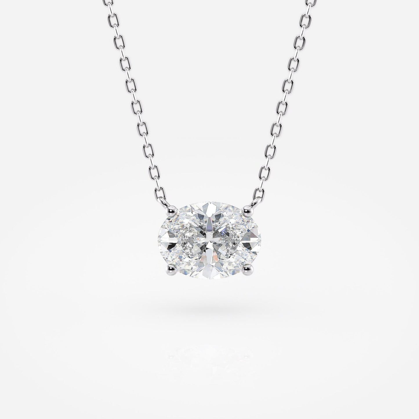 1.00 ct oval lab grown diamond gold necklace, solitaire pendant dainty gift for her