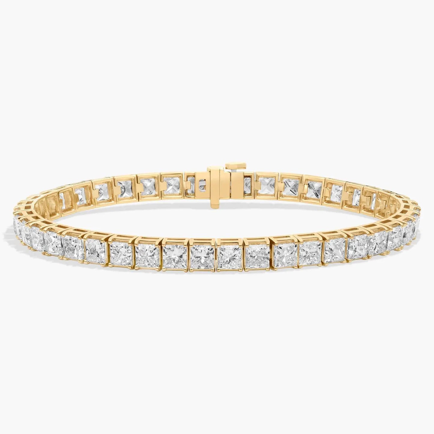 13.80 tcw princess cut lab grown diamond tennis bracelet, elegant gold morden jewellery