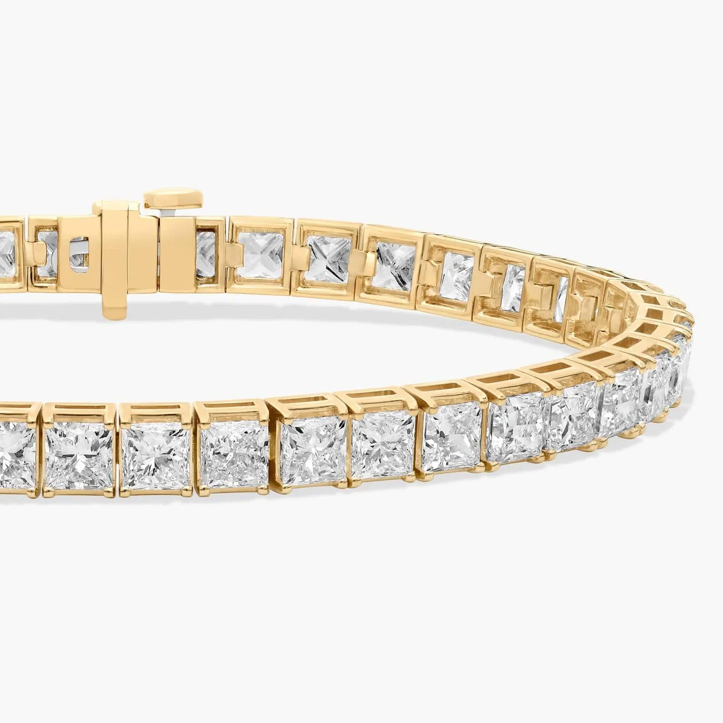 13.80 tcw princess cut lab grown diamond tennis bracelet, elegant gold morden jewellery