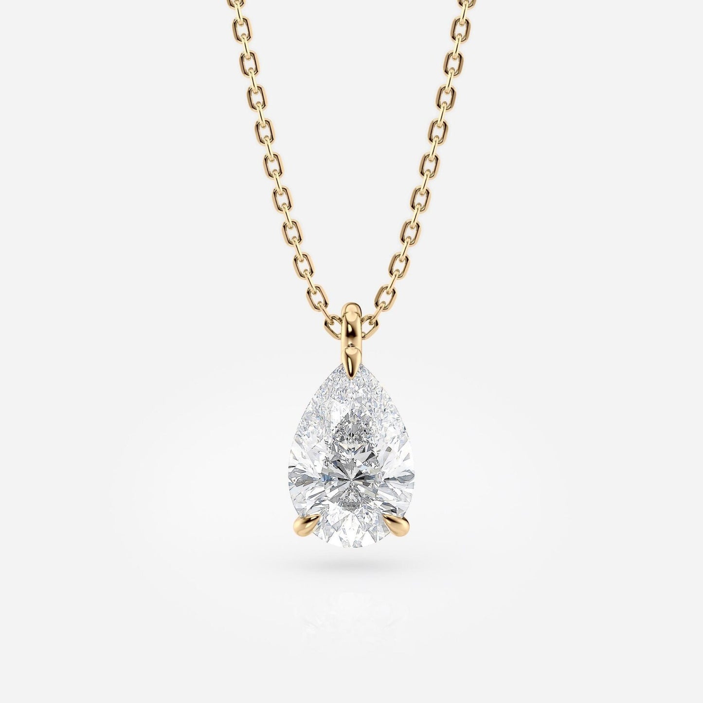 1.00 ct pear cut lab-grown diamond pendant necklace gold solitaire drop, igi certified