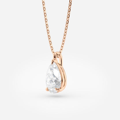 1.00 CT Pear Cut Lab-Grown Diamond Pendant Necklace Gold Solitaire Drop, IGI Certified