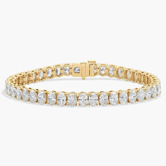 14.50 TCW Oval Cut Moissanite Diamond Tennis Bracelet, Dailywear Elegant Gold Diamond Style Bracelet
