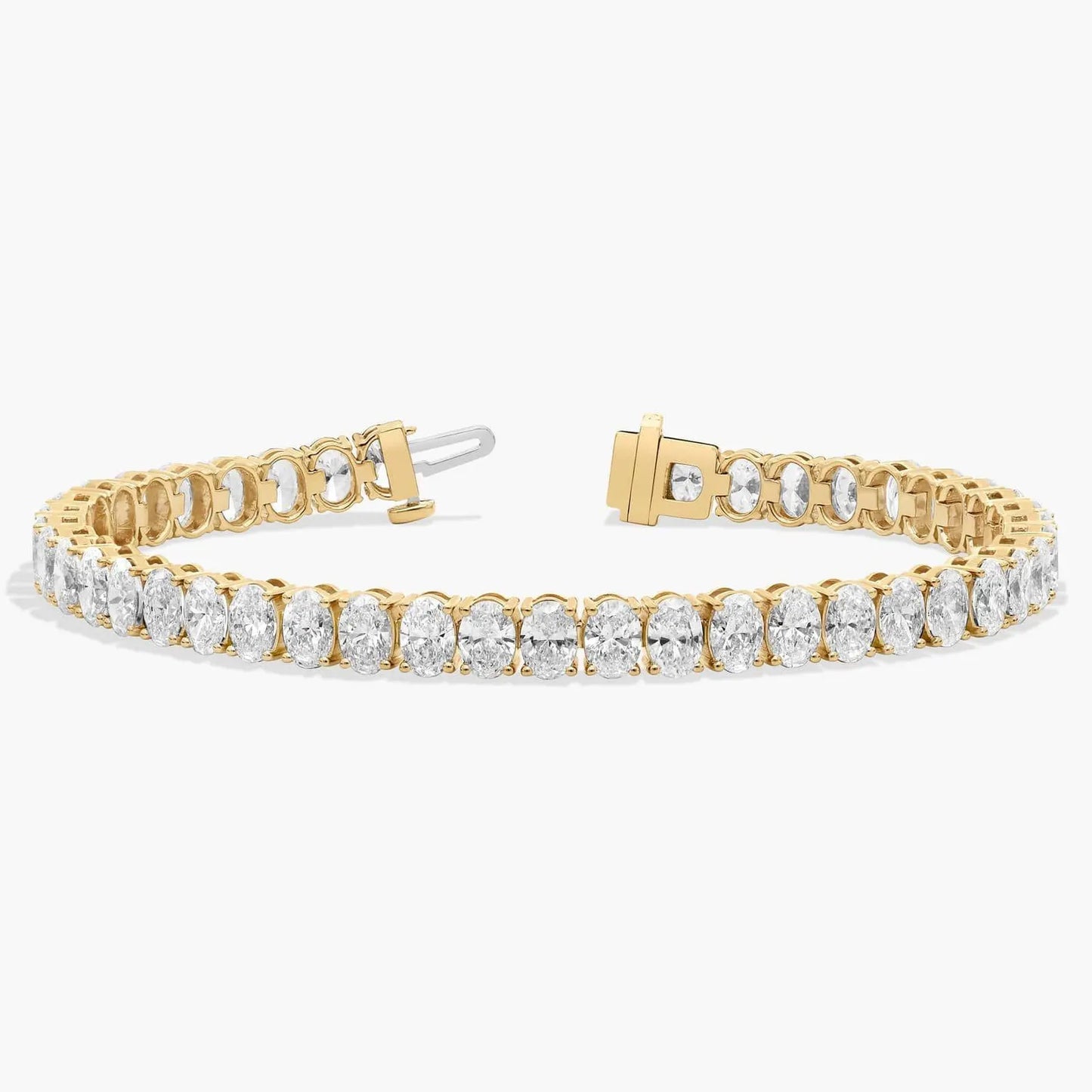14.50 tcw oval cut moissanite diamond tennis bracelet, dailywear elegant gold diamond style bracelet