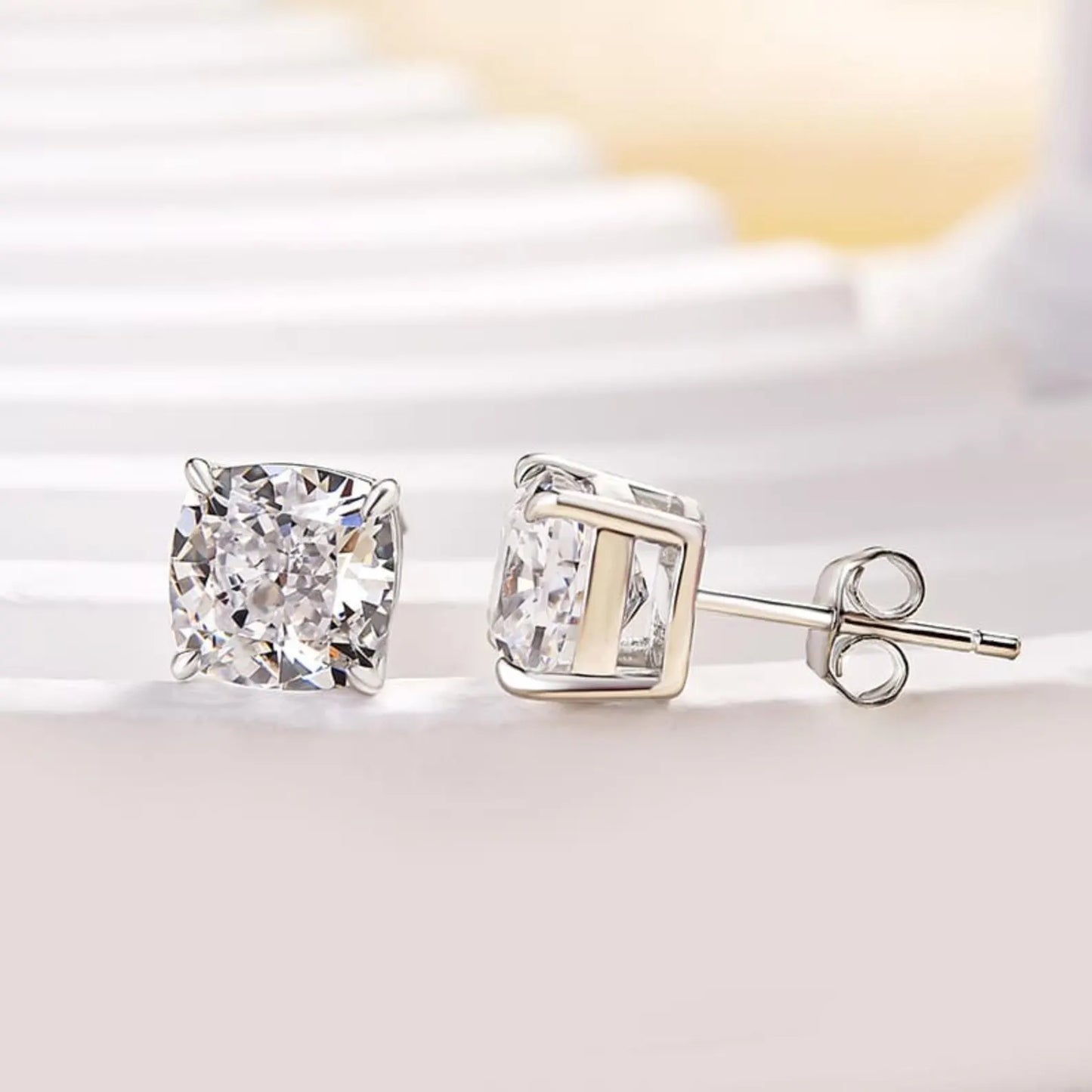 2.00 tcw cushion cut moissanite stud earring classic daily wear jewellery