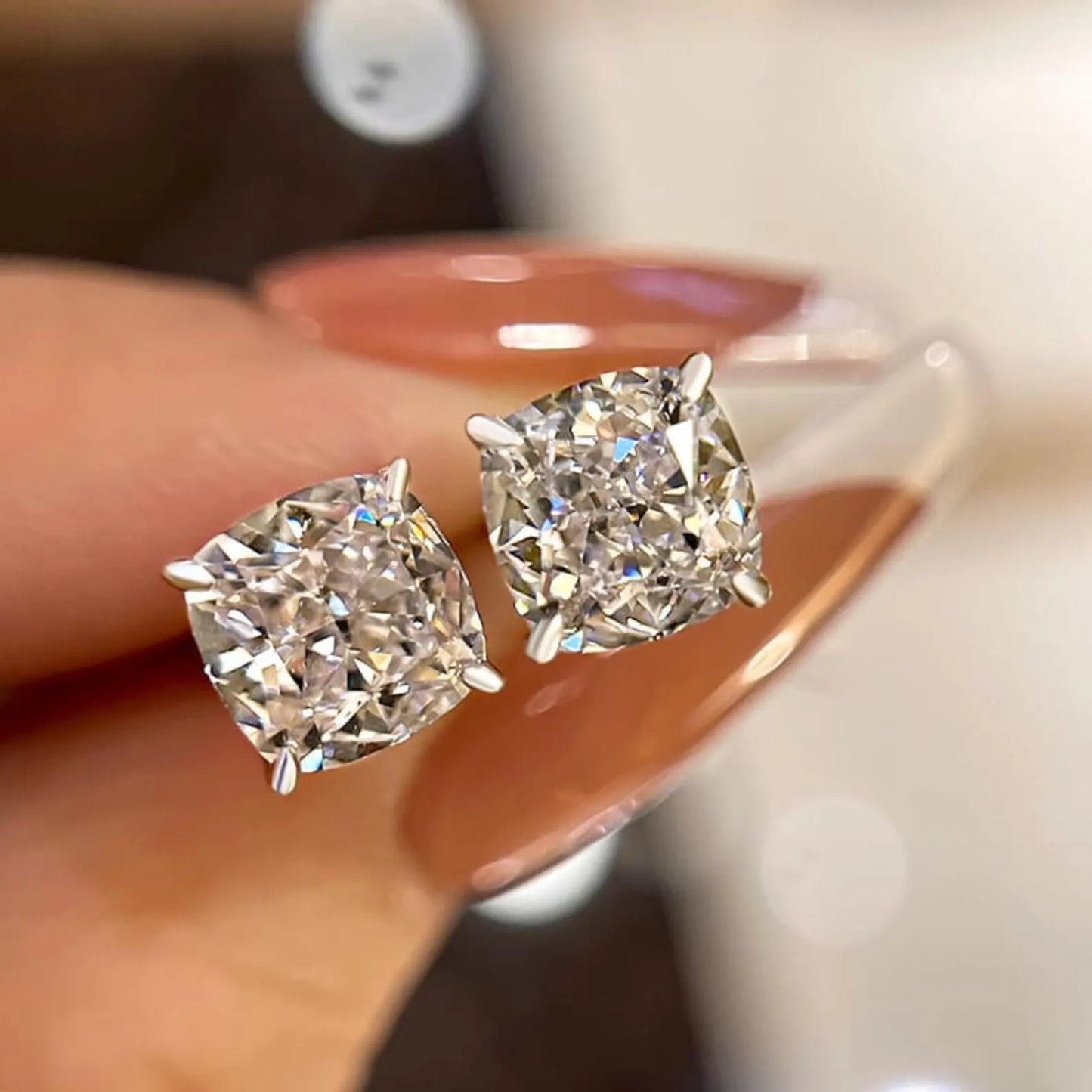 2.00 tcw cushion cut moissanite stud earring classic daily wear jewellery