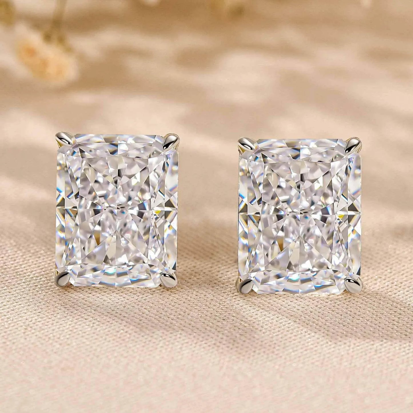 4.00 tcw radiant cut moissanite diamond stud earring classic daily wear jewellery