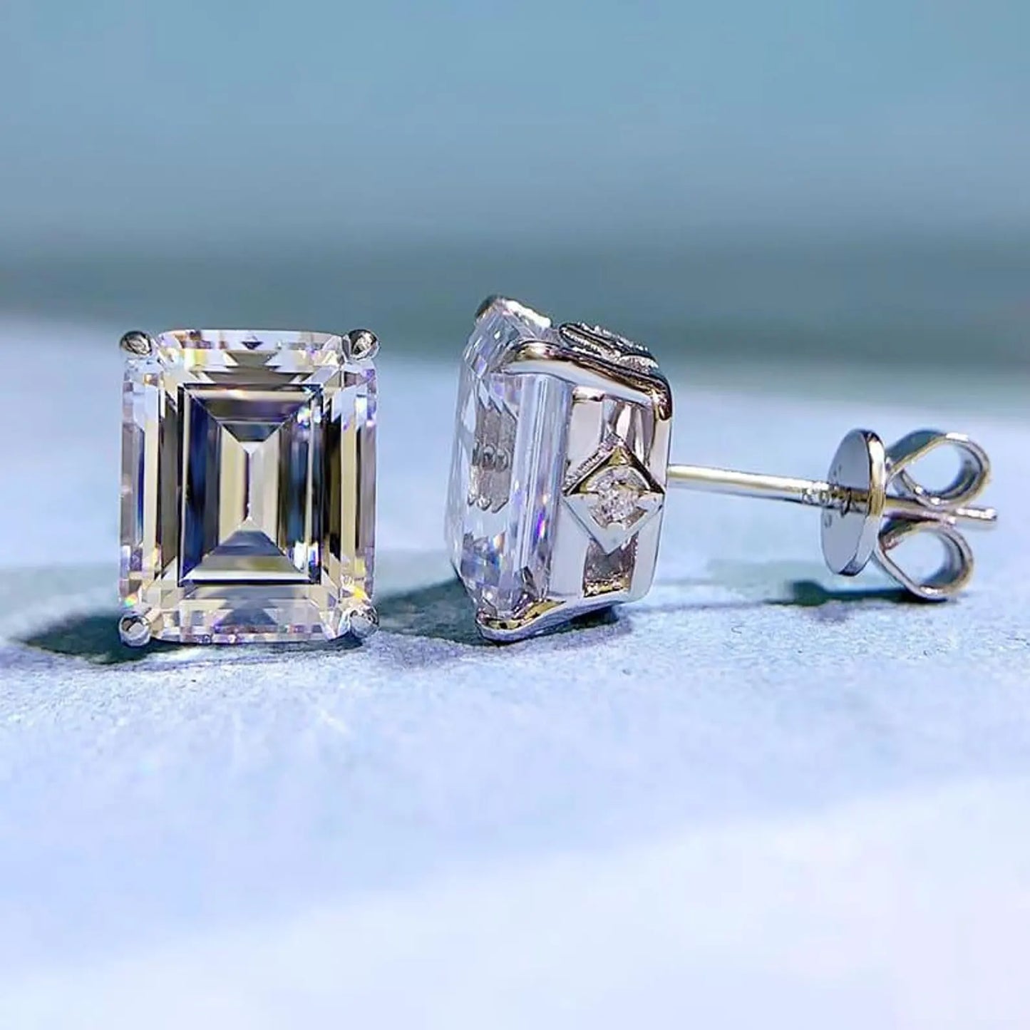 4.00 tcw emerald cut moissanite diamond stud earring for the fine forward