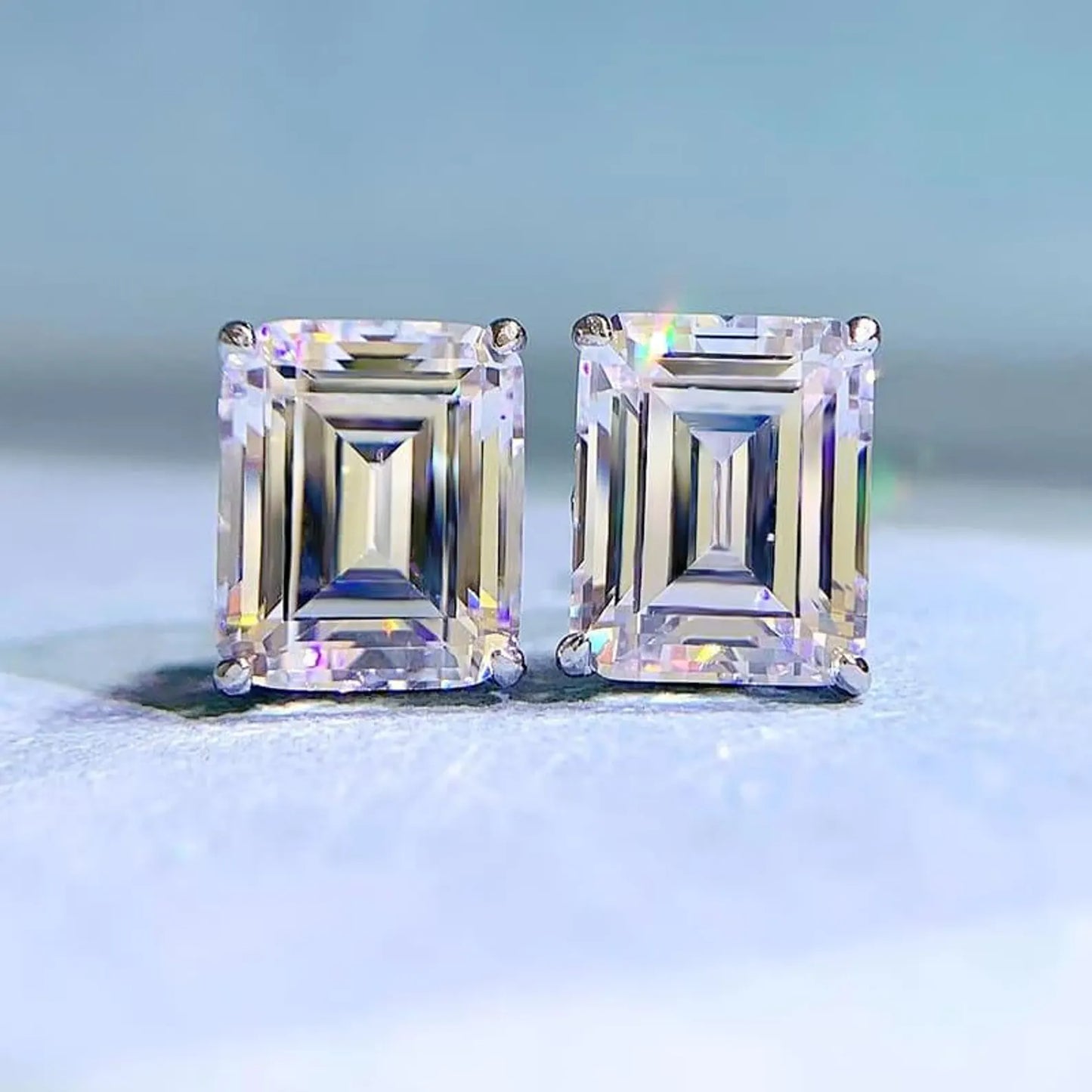 4.00 tcw emerald cut moissanite diamond stud earring for the fine forward