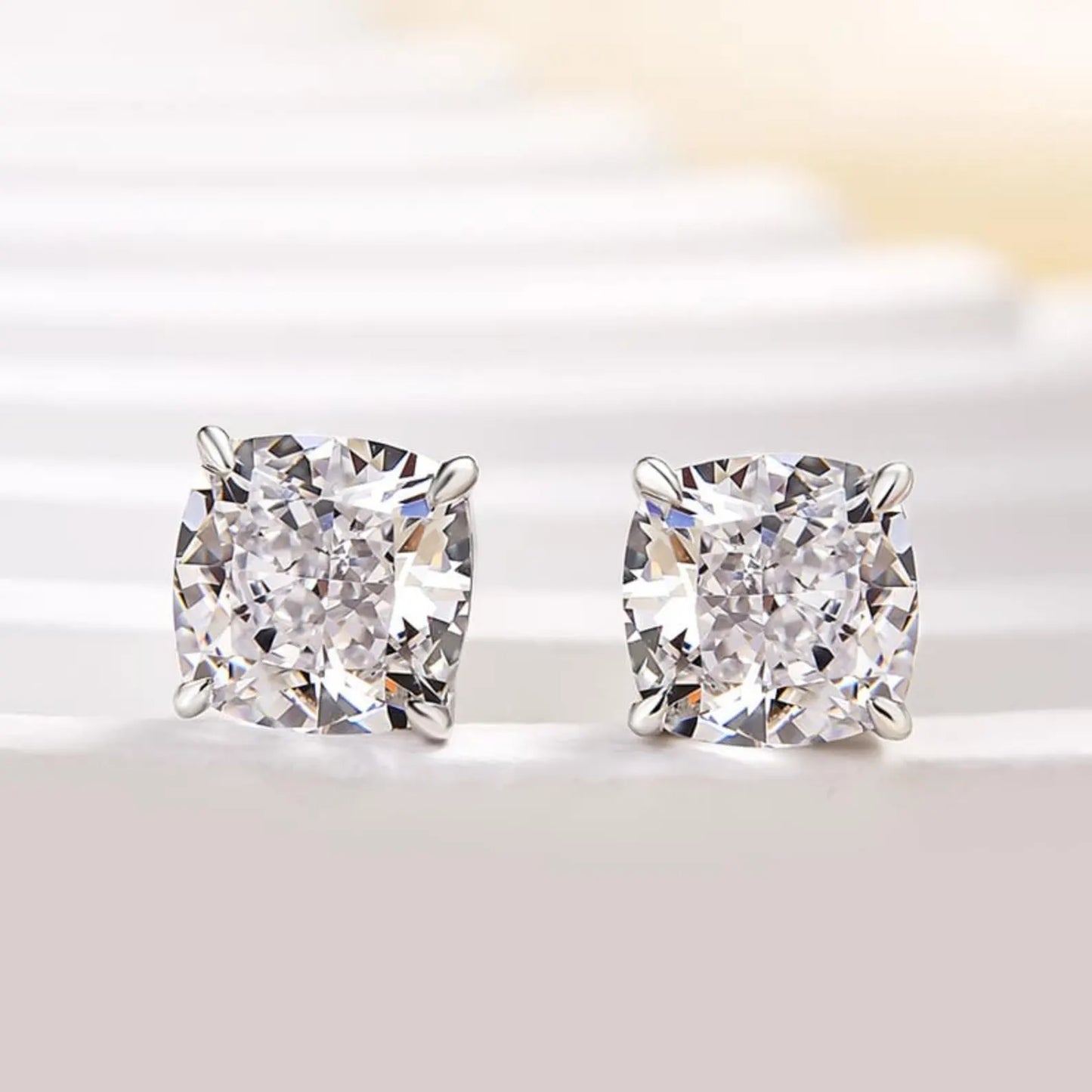 2.00 tcw cushion cut moissanite stud earring classic daily wear jewellery