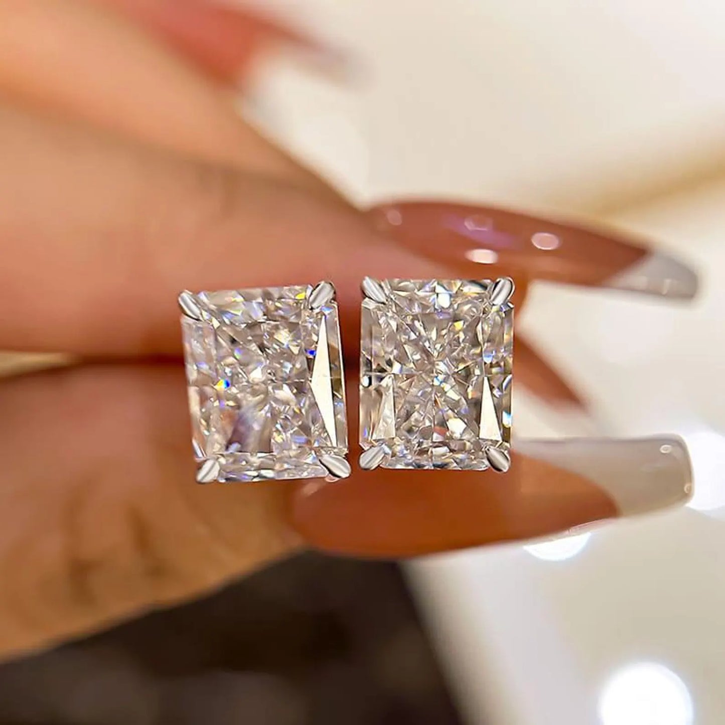4.00 tcw radiant cut moissanite diamond stud earring classic daily wear jewellery