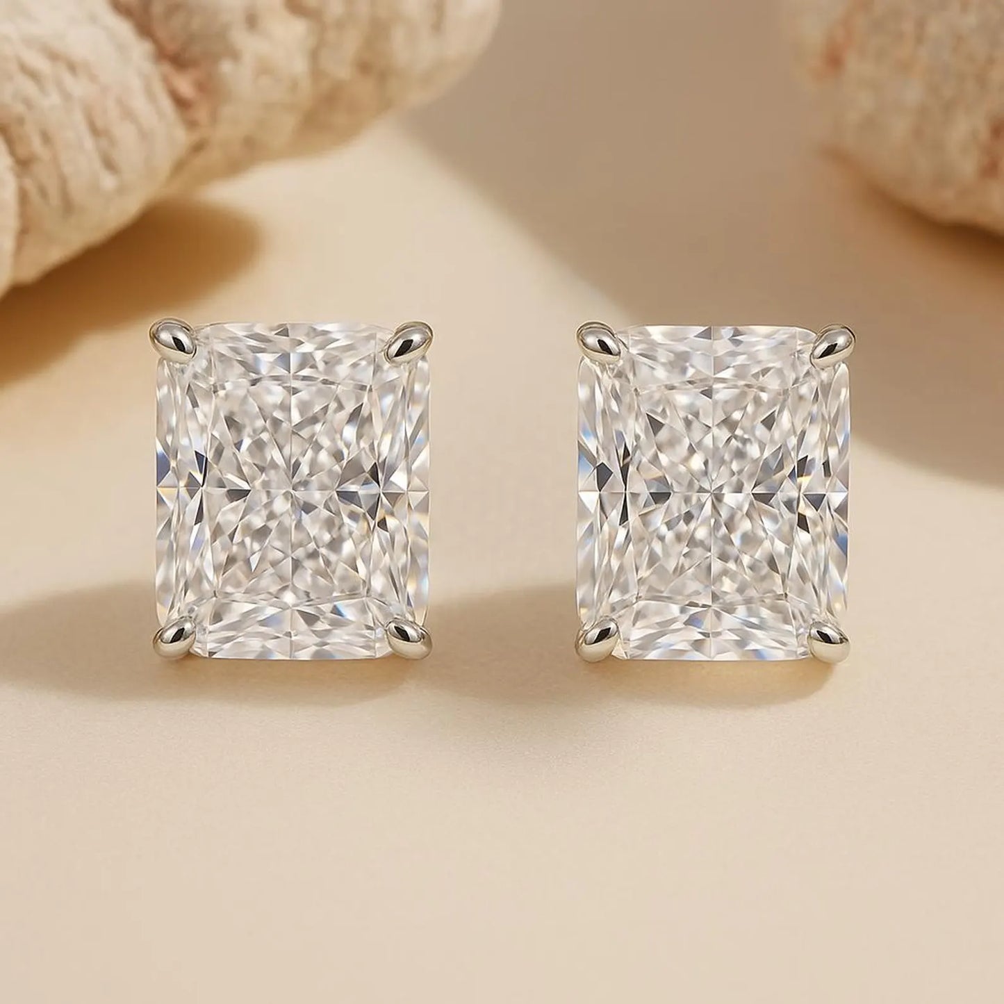 4.00 tcw radiant cut moissanite diamond stud earring classic daily wear jewellery