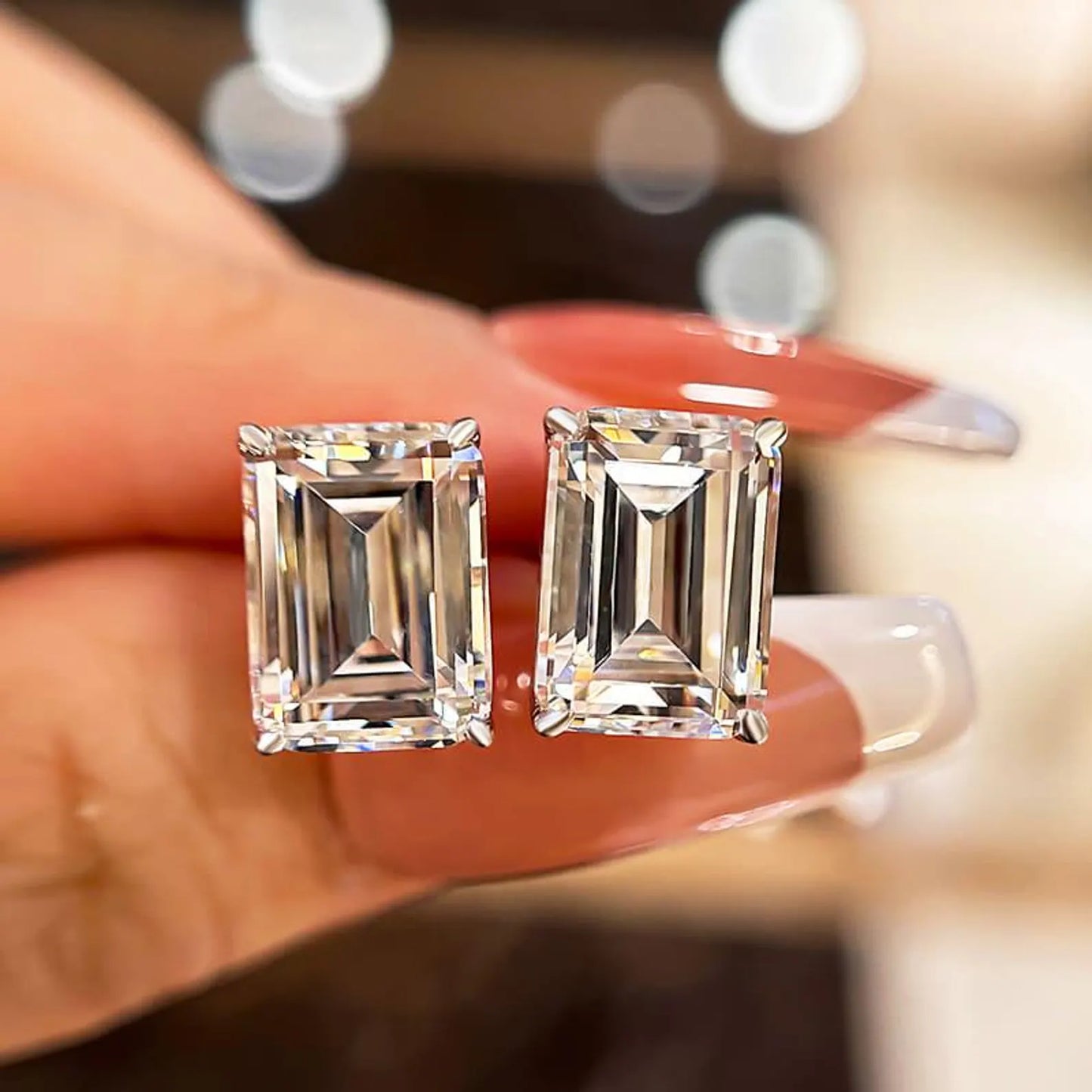 4.00 tcw emerald cut moissanite diamond stud earring for the fine forward