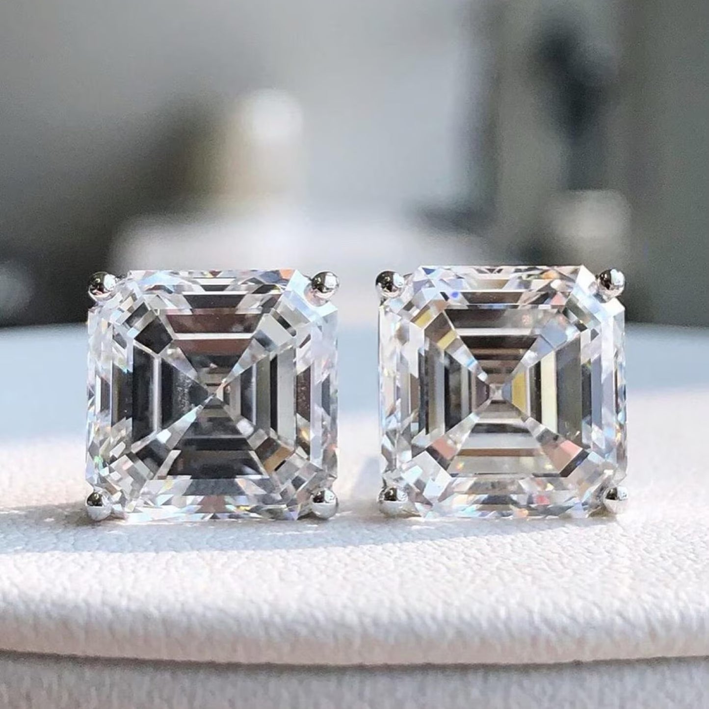 4.00 tcw asscher cut moissanite diamond stud earring modern bridal gift