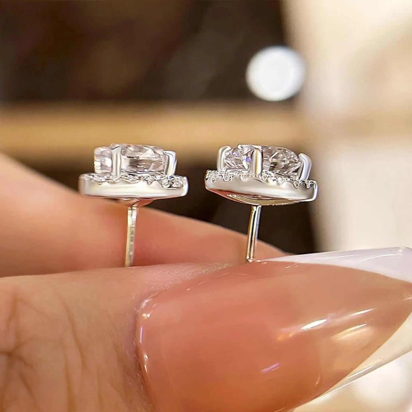 2.00 tcw round cut lab grown stud earring with halo set diamond
