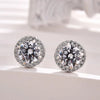 2.00 TCW Round Cut Lab Grown Stud Earring With Halo Set Diamond