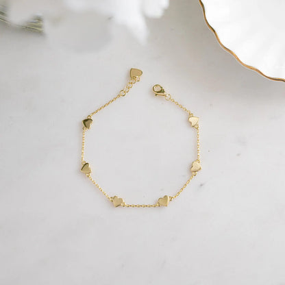 Heart Charm Bracelet, Minimalist Everyday Jewelry Gift for Her, Anniversary Birthday Valentine Present