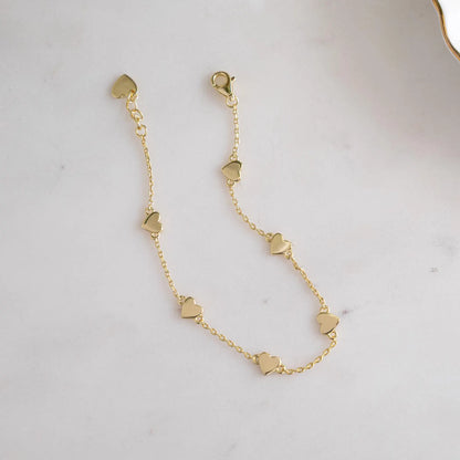 Heart Charm Bracelet, Minimalist Everyday Jewelry Gift for Her, Anniversary Birthday Valentine Present