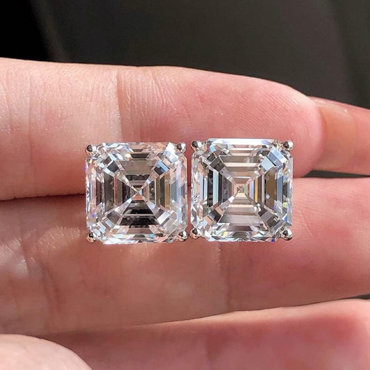 4.00 TCW Asscher Cut Moissanite Diamond Stud Earring Modern Bridal Gift
