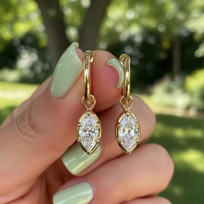 2.00 TCW Bezel Set Marquise Cut Lab Grown Hoop Earring Timeless Jewellery