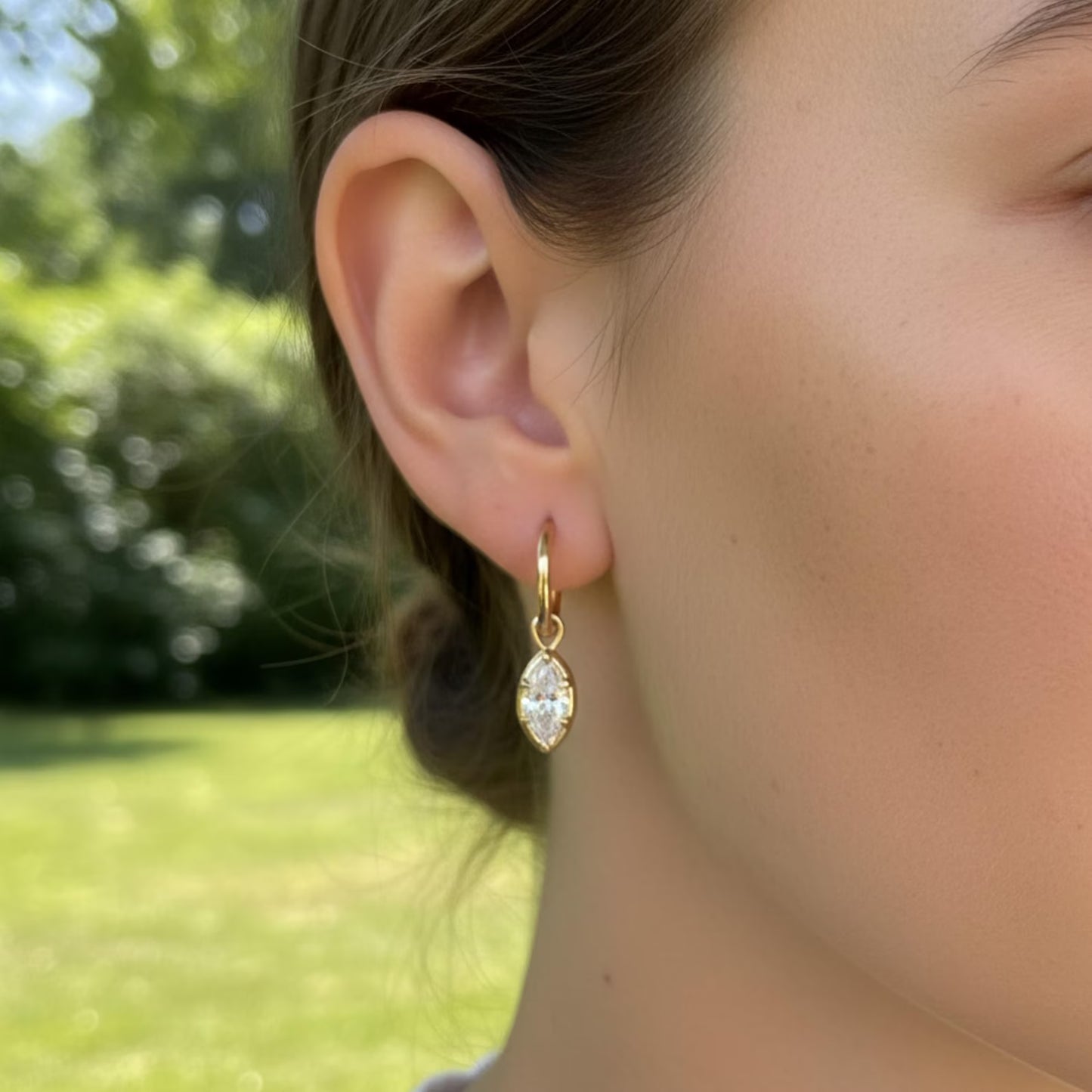 2.00 tcw bezel set marquise cut lab grown hoop earring timeless jewellery