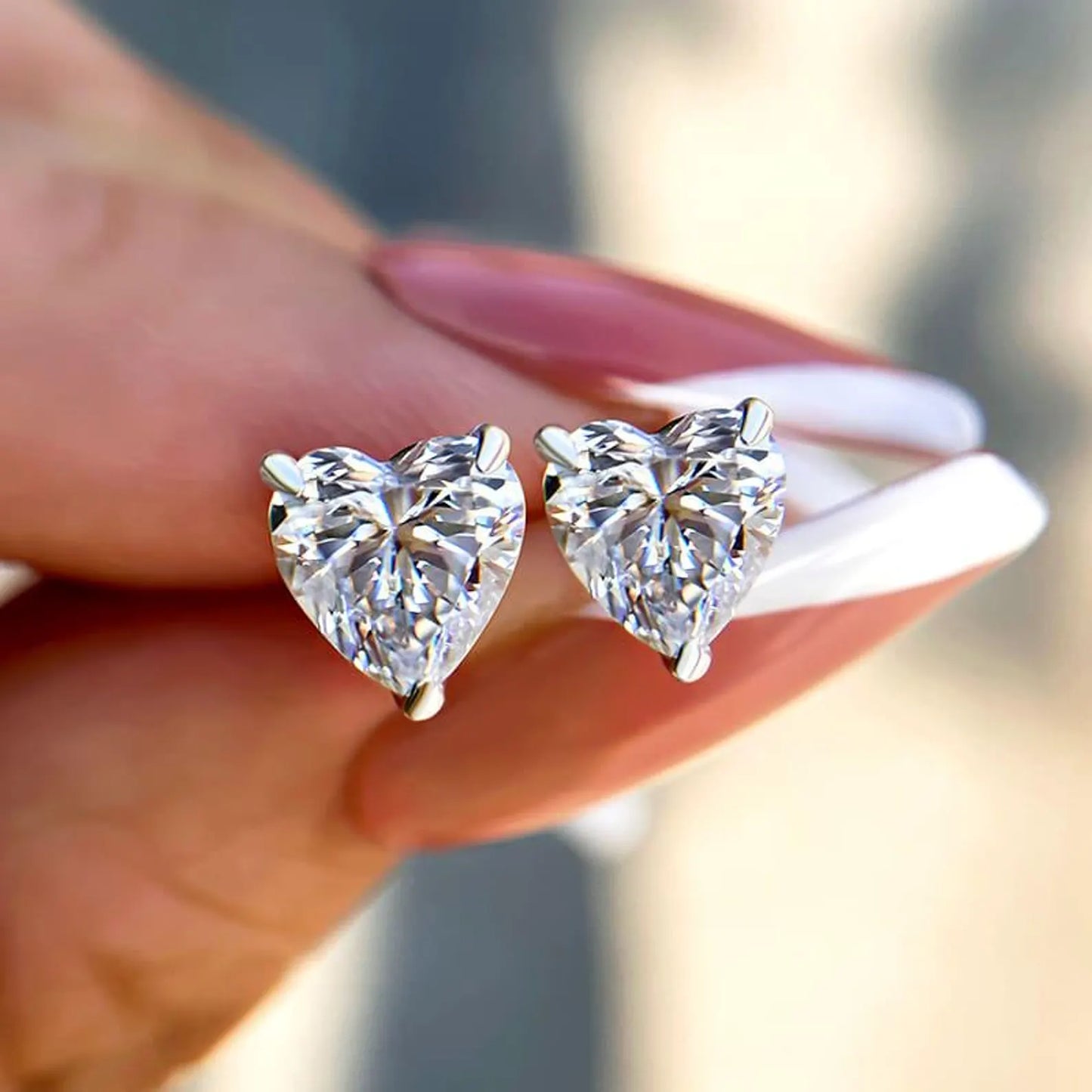2.00 tcw heart cut moissanite diamond stud earring for love