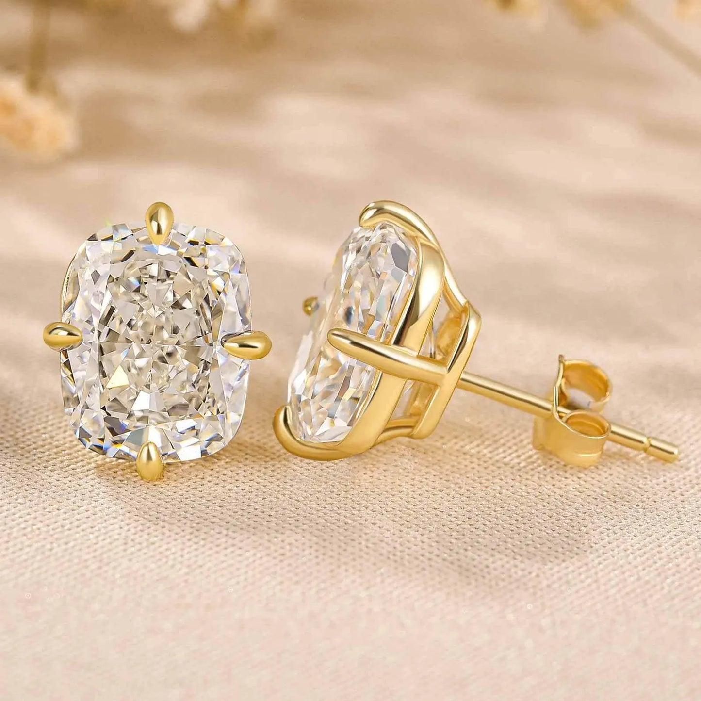 3.00 tcw elongated cushion cut lab grown diamond stud earring modern everyday elegance